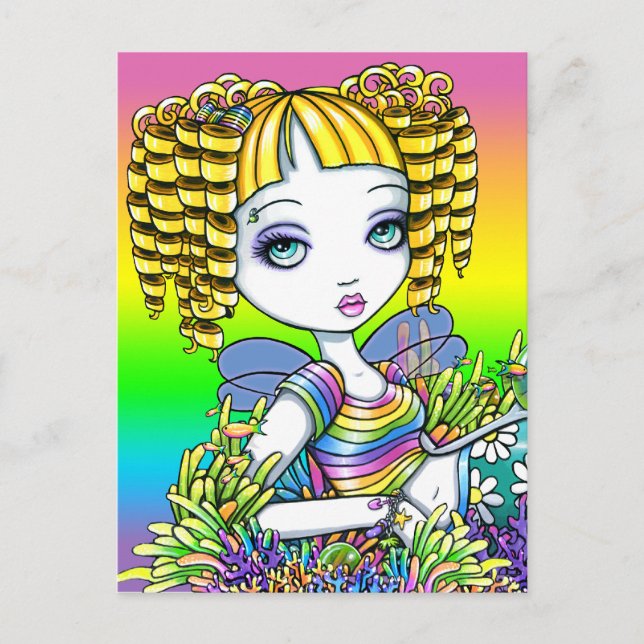 Cartão Postal Cartão-postal "Sandy", Cute Rainbow Mermaid Fairy  (Frente)