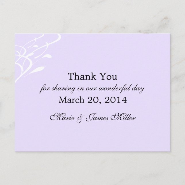 Cartão Postal Cartão-postal sem fôlego, levemente Lavendar (Frente)