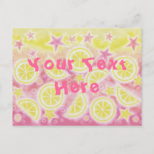 Cartão Postal Cartão-postal "Seu Texto" com limonada rosa