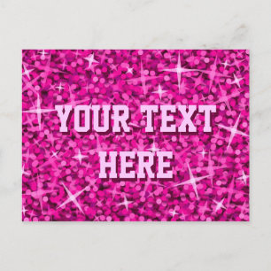 Cartão Postal Cartão-postal 'Seu Texto' Rosa Glitz