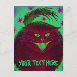 Cartão Postal Cartão-postal 'Seu Texto' Vermelho de Gato Assust