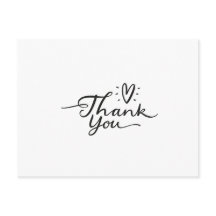 Cartão-postal Simples Script Cute Heart Obrigado