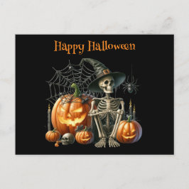 Cartão Postal Cartão-postal Skeleton Pumpkins Halloween