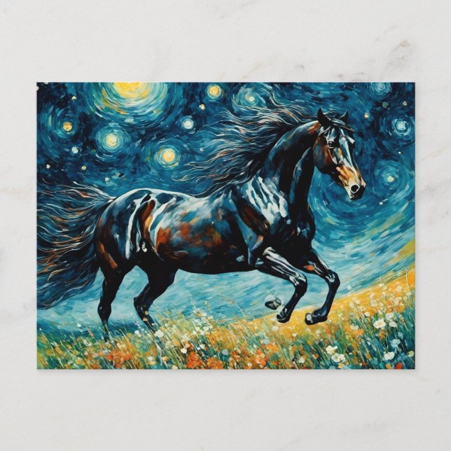 Cartão Postal Cartão-postal Starry Night Van Gogh Horse (Frente)