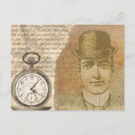Cartão Postal Cartão-postal Steampunk Gentleman Pocket Watch Bow