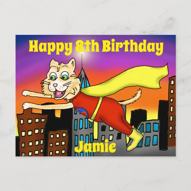 Cartão Postal Cartão-postal Super Hero Cat (Frente)