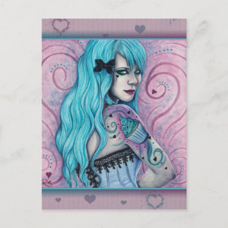 Cartão Postal Cartão-postal Tatuagens Rosa-Rosa-Bublegoth cupcak