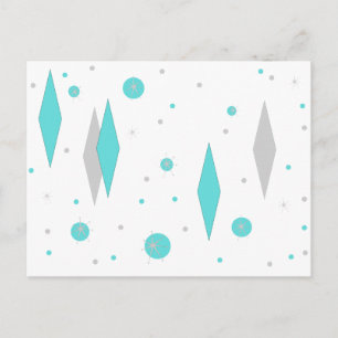 Cartão Postal Cartão-postal Turquoise Retro Diamond & Starburst