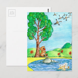 Cartão Postal Cartão-postal "Urso com Flores"