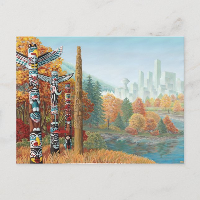 Cartão Postal Cartão-postal Vancouver Totem Pole Painti (Frente)