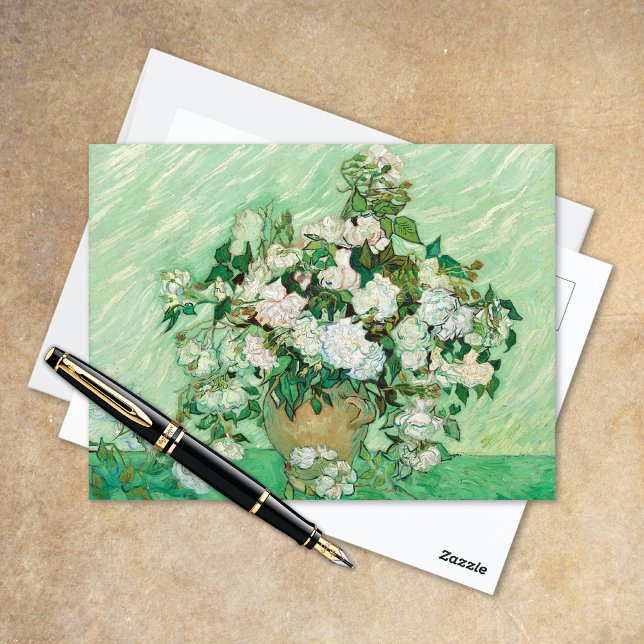 Cartão Postal Cartão-postal Vase com Roses Rosa Vincent van Gogh (Criador carregado)