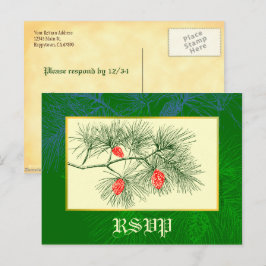Cartão Postal Cartão-postal verde de Feriado RSVP Personalizado