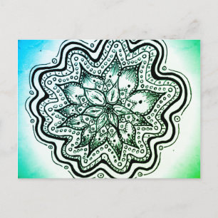 Cartão Postal Cartão-postal verde e azul indonésio