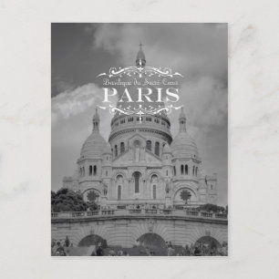 Cartão Postal Cartão-postal Viagem branco e preto de Paris Sacr