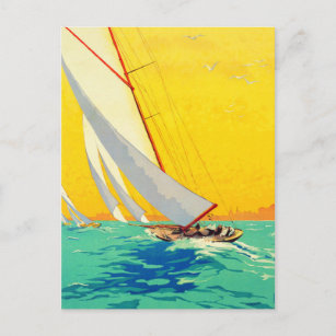 Cartão Postal Cartão-postal Viagem francês Vintage Sail Boats