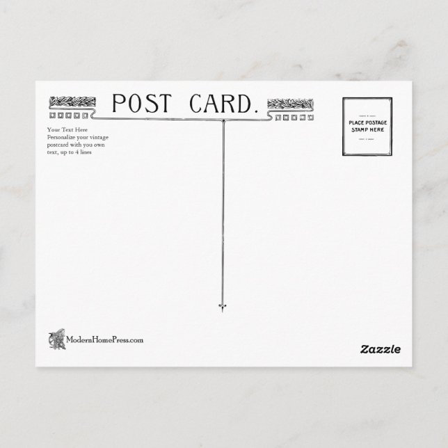 Cartão Postal Cartão-postal Vintage Art Nouveau (Verso)