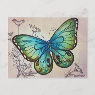 Cartão Postal Cartão-postal Vintage Butterfly No. 7 Watercolor A