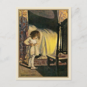 Cartão Postal Cartão-postal Vintage com ilustração de garota bon