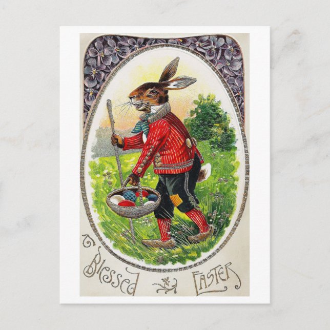 Cartão Postal Cartão-postal Vintage Easter Bunny Egg (Frente)