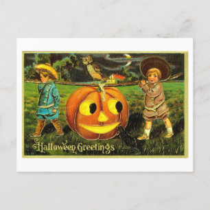 Cartão Postal Cartão-postal Vintage Halloween Jack-o-Lantern
