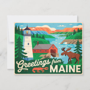 Cartão Postal Cartão-postal Vintage Maine Saudações do Maine