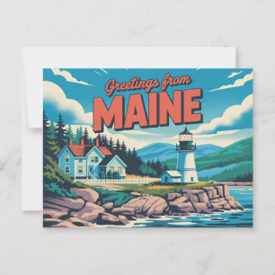 Cartão Postal Cartão-postal Vintage Maine Saudações do Maine