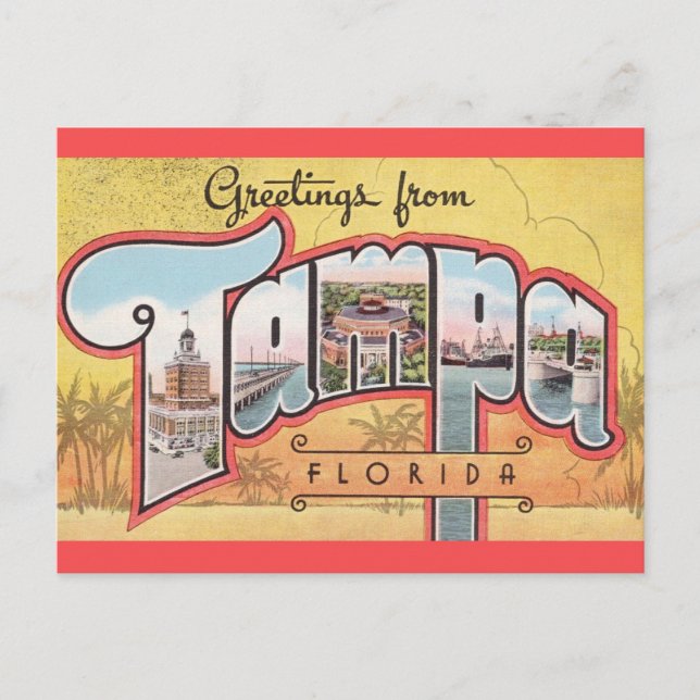 Cartão Postal Cartão-postal Vintage Tampa Florida (Frente)