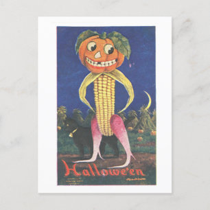 Cartão Postal Cartão-postal Vintage Vegetal Jack-o-Lanterna