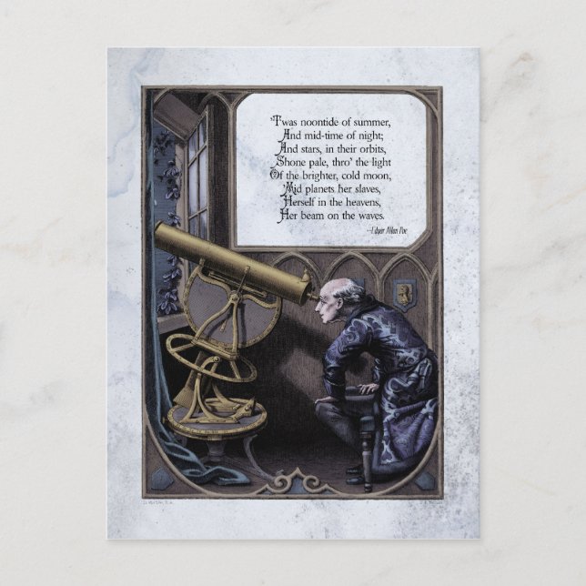 Cartão Postal Cartão-postal vitoriano Steampunk Poe "Estrela da  (Frente)