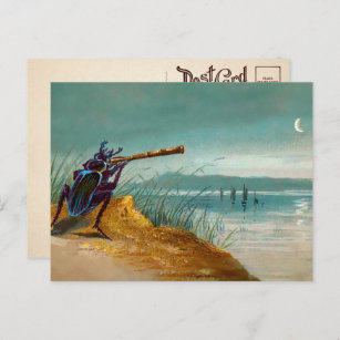 Cartão Postal Cartão-postal vitoriano Vintage e Moon