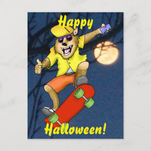 Cartão Postal Cartão-postal Werewolf Skateboarder Halloween
