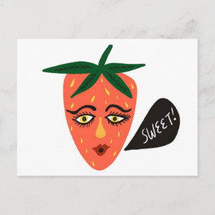 Cartão Postal Cartão-postal Whimsical Sweet Strawberry