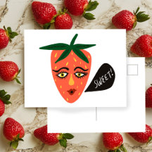 Cartão-postal Whimsical Sweet Strawberry