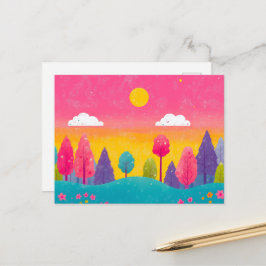 Cartão Postal Cartão-postal Whimsso Sunset Forest