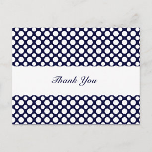 Cartão Postal Cartão-postal White Azul Polka-Pontos Obrigado