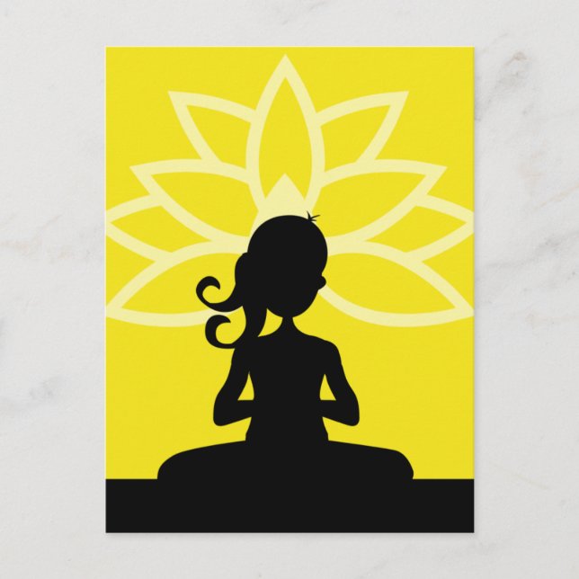 Cartão Postal Cartão-postal Yoga Silhouette Amarelo (Frente)