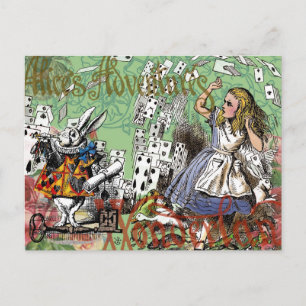 Cartão Postal cartas alice mundo louco chapéu louco coelho 