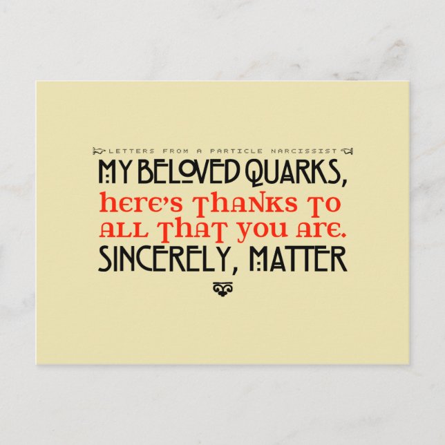 Cartão Postal Cartas De Um Cartão-Postal Narcisista De Partícula (Frente)