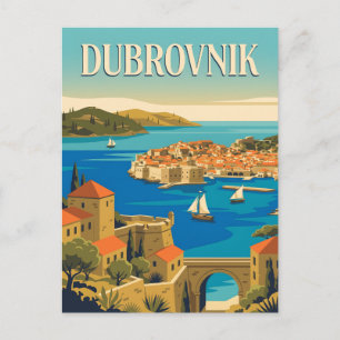 Cartão Postal Cartaz Antigo da Costa Adriática de Dubrovnik Croá