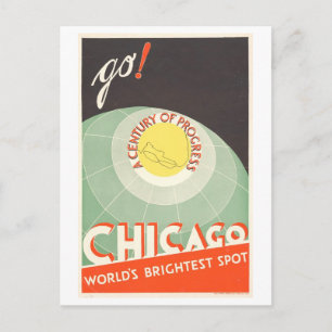 Cartão Postal Cartaz Antigo da Feira Mundial de Chicago (1933)