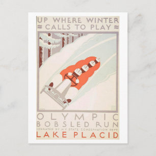 Cartão Postal Cartaz Antigo de Lake Placid da WPA