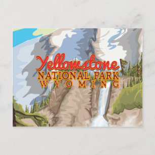 Cartão Postal Cartaz Antigo do Parque Nacional de Yellowstone