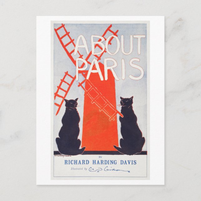 Cartão Postal Cartaz Antigo Sobre Paris (1895) (Frente)