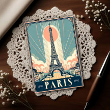 Cartaz Art Déco Vintage 1910 Torre Eiffel Paris