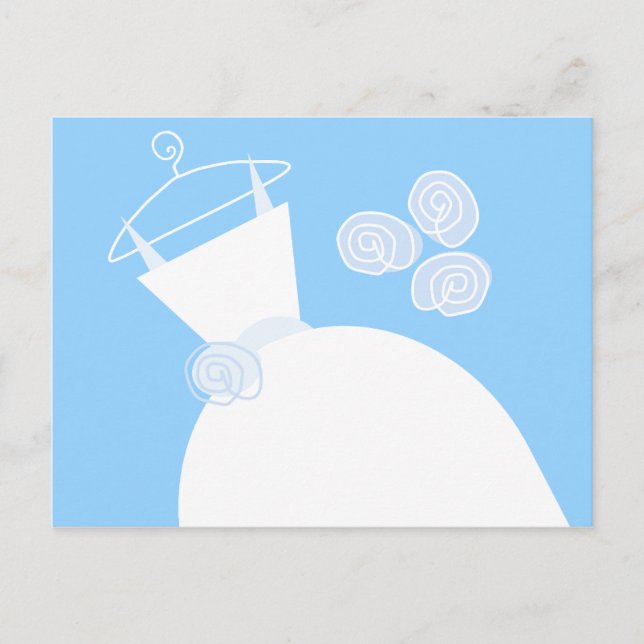 Cartão Postal Cartaz azul de casamento horizontal (Frente)