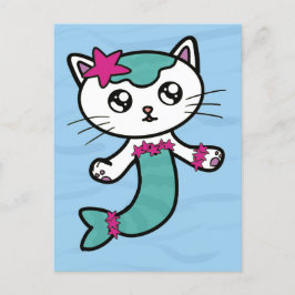 Cartão Postal Cartaz bonitinho do Mermaid cat Mercat