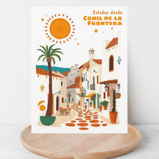 Cartão Postal Cartaz branco da Espanha Conil de la Frontera