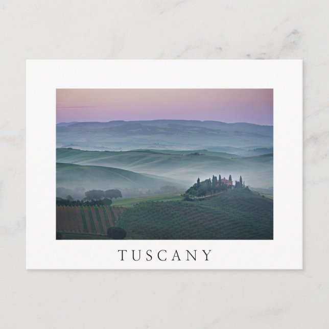 Cartão Postal Cartaz branco sobre a paisagem da Toscana (Frente)