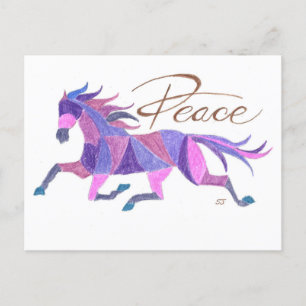 Cartão Postal Cartaz Cavalo de Paz Roxo Por Sherry Jarvis