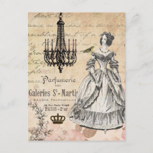 Cartão Postal Cartaz chique da senhora francesa Vintage